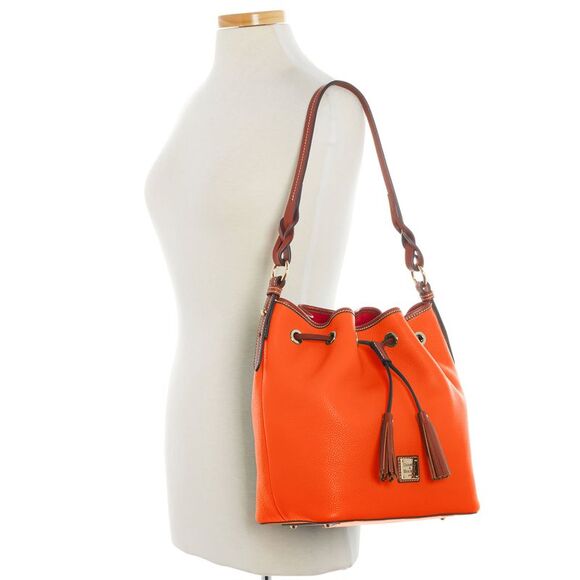 Dooney & Bourke Pebble Grain Tasha Drawstring Shoulder Bag - Clementine - Picture 4 of 4